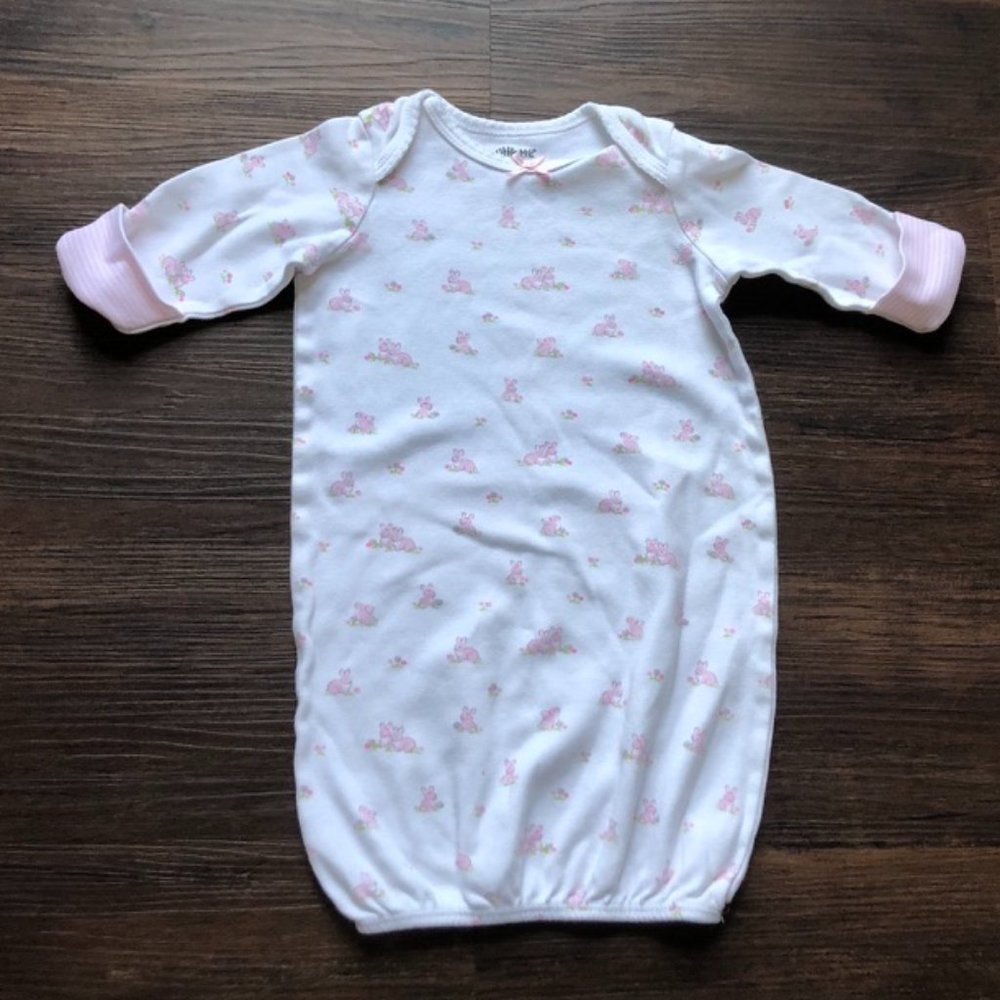 NWOT Little Me Baby Girl Bunny Hat and Gown, 2 Piece Set | size 0-3 months